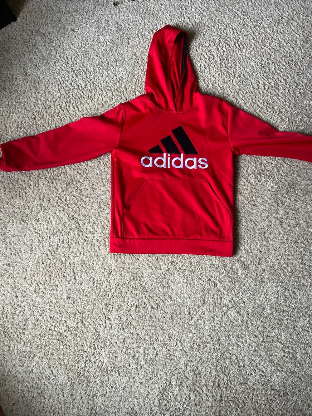 adidas Red Hooded Pullover with Black Logo